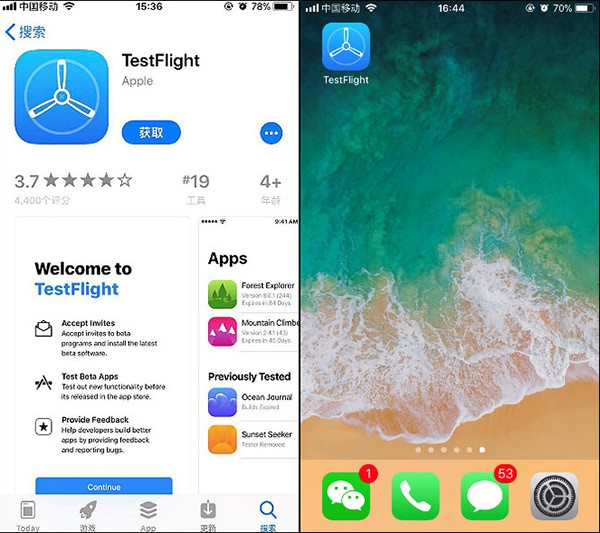 图4：从App Store搜索并下载TestFlight